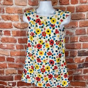vintage 60s colorful flowers all over print dress - sz L - mod cute boho